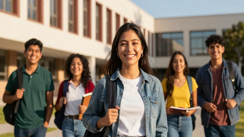 Estudiantes sonriendo en campus universitario
