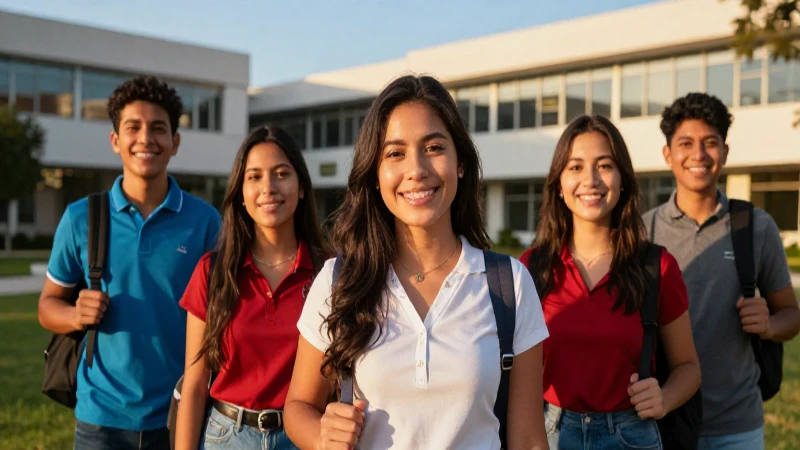 Estudiantes mexicanos son un vibrante grupo sonriente