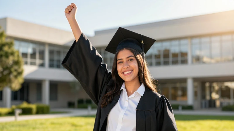 Estudiante mexicano sonriente triunfa con estilo