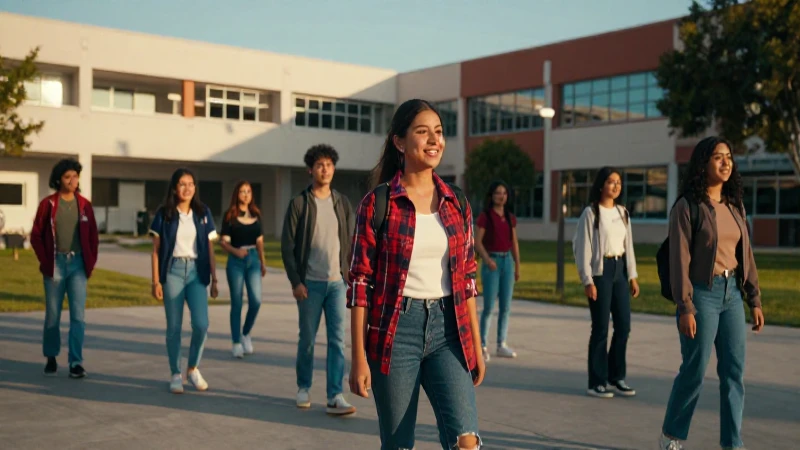 Jóvenes mexicanos diversos en campus moderno