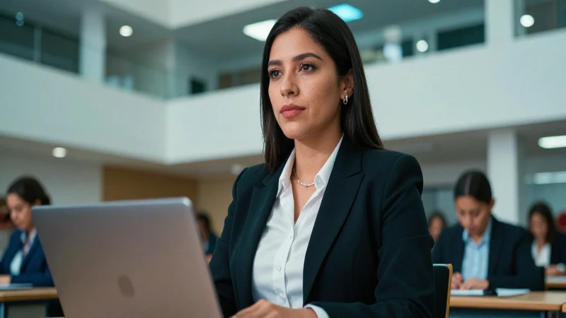 Educadora mexicana profesional en entorno moderno