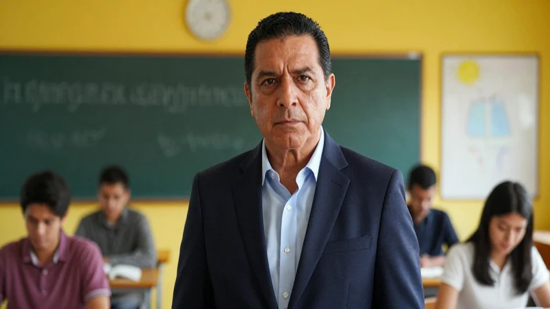 Profesor mexicano serio con iluminación dramática