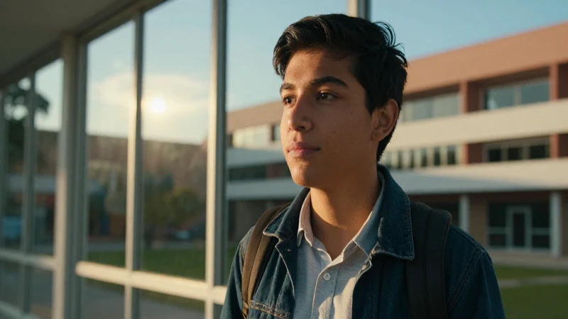 Joven mexicano exitoso en campus moderno