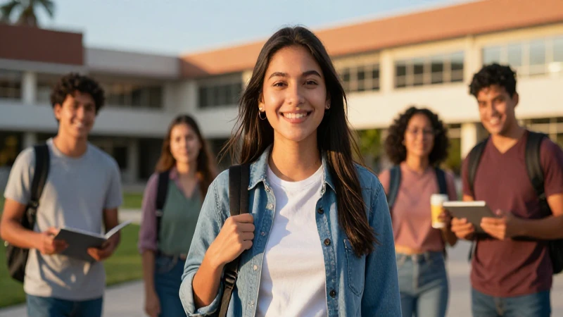 Estudiante sonriente, éxito universitario moderno