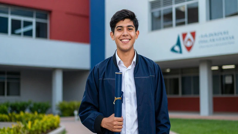 Joven mexicana exitosa en campus moderno