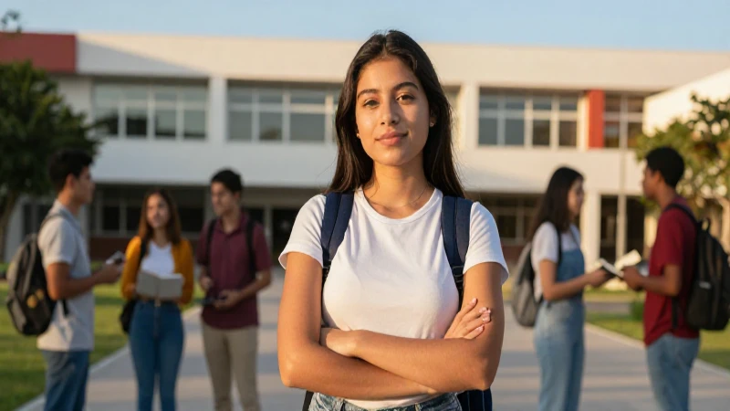 Estudiante mexicano en campus universitario vibrante