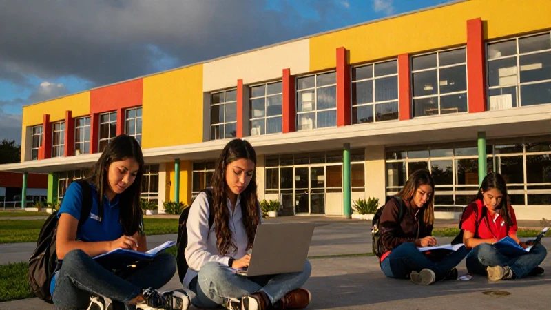 Estudiante mexicano en campus con luz dorada