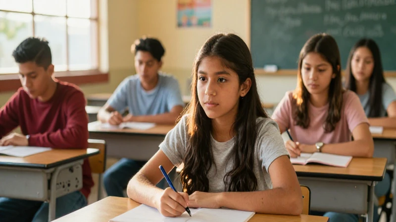 Estudiante mexicano moderno en aula luminosa