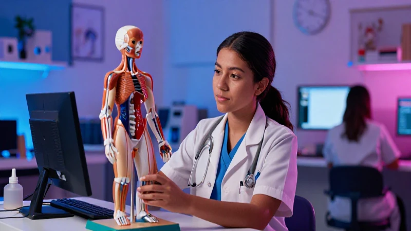 Estudiante mexicana enfocada en anatomía