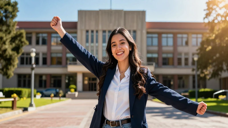 Estudiante celebrando resultados académicos de la UNAM
