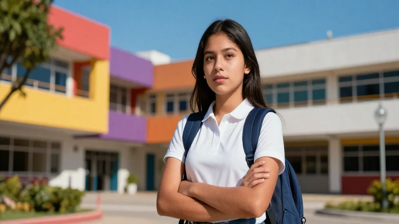 Estudiante mexicano victorioso en campus vibrante