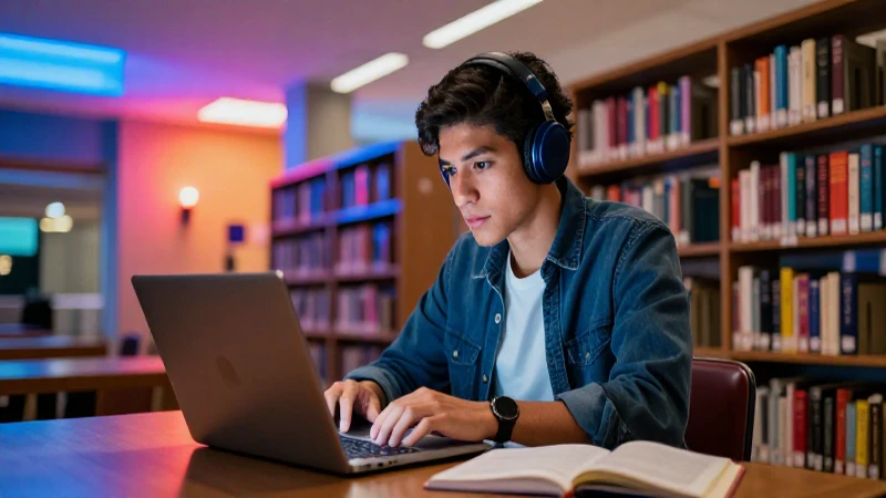 Estudiante mexicano estudiando con enfoque académico