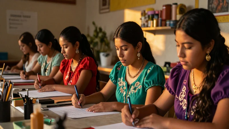 Juventud mexicana vibrante en un taller profesional