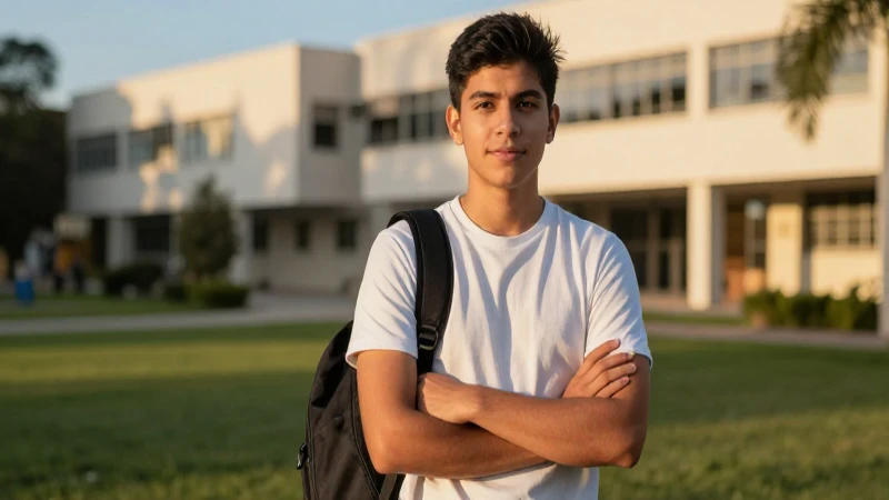 Joven estudiante mexicano en el campus moderno
