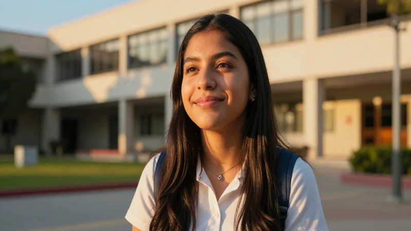 Estudiante mexicano sonriente en universidad moderna