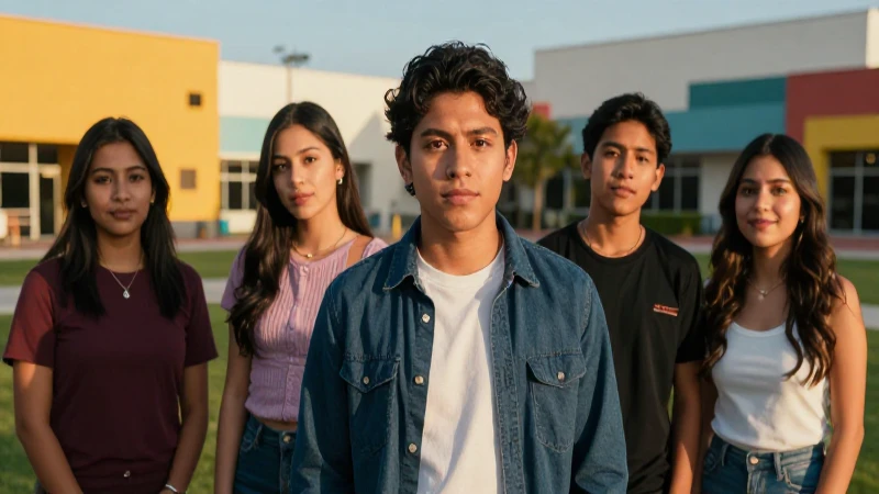 Joven mexicano en ambiente educativo cinemático