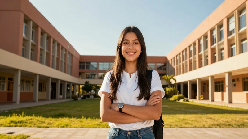 Estudiante mexicano bajo luz dorada vibrante