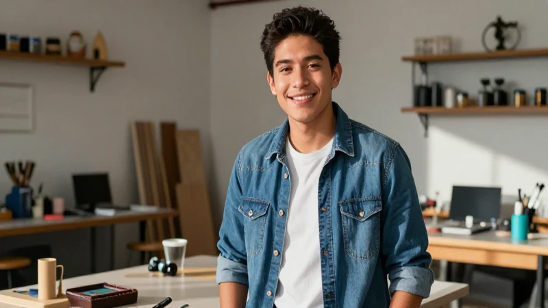 Joven mexicano esperanzado en taller moderno