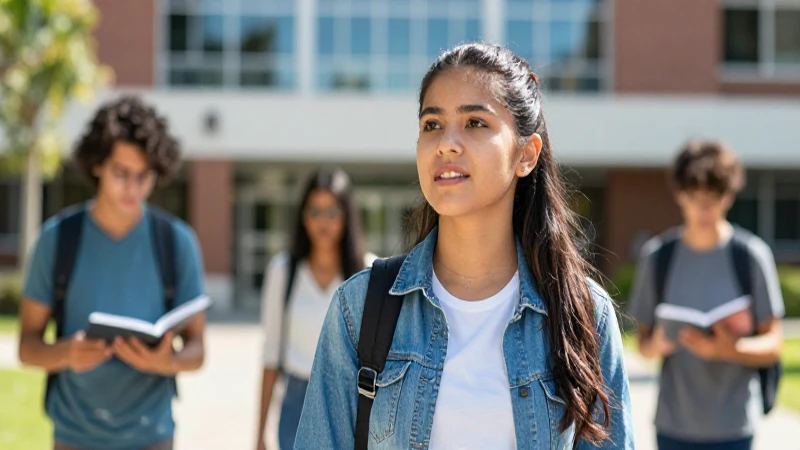 Estudiante mexicano diverso mira un futuro brillante