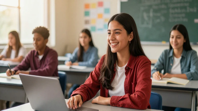 Estudiante mexicano alegre logra éxito moderno