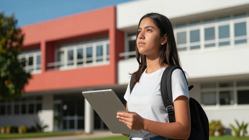 Joven estudiante mexicana mira el éxito académico