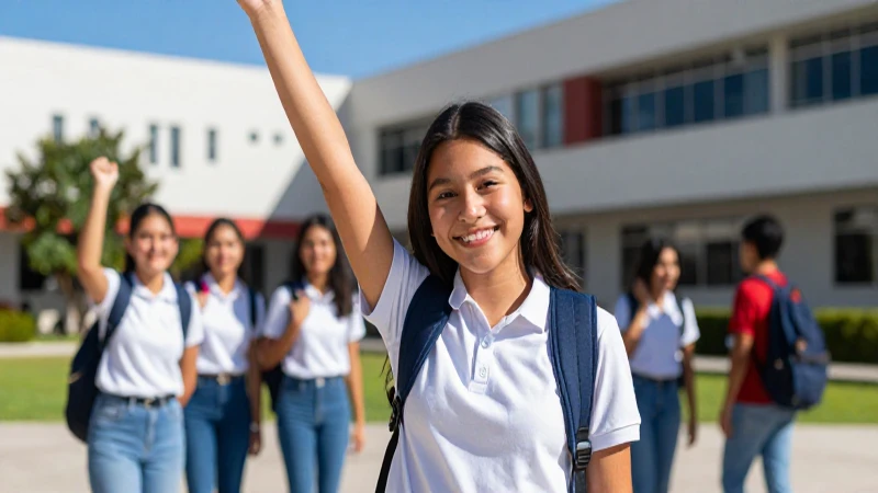 Jóvenes mexicanos celebran éxito en campus moderno