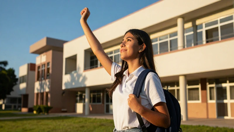 Estudiante mexicano exitoso en campus universitario