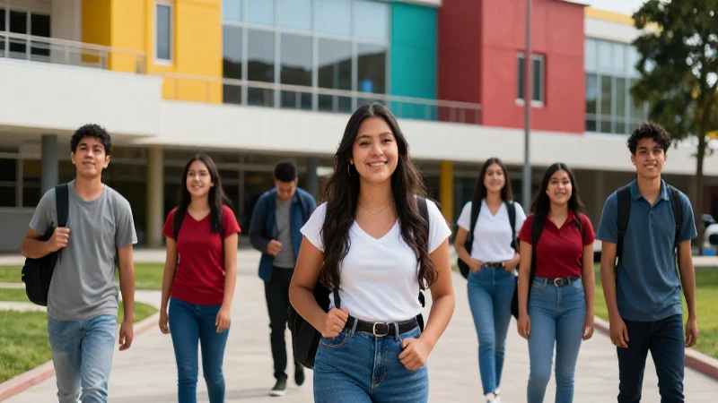 Estudiantes mexicanos sonriendo en un campus moderno