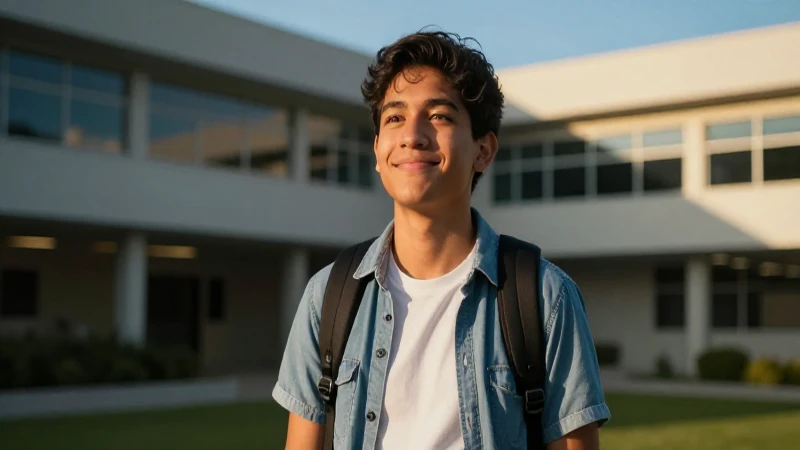 Joven mexicano motivado con luz dorada