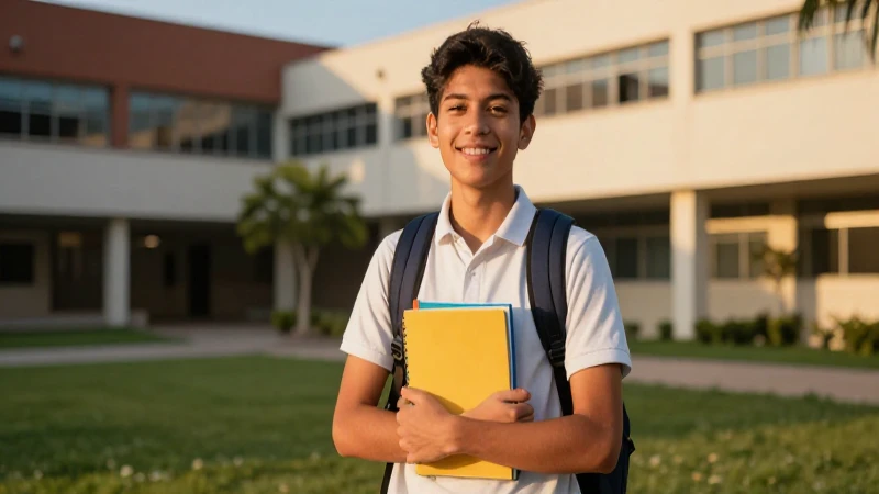 Estudiante mexicano motivado en luz dorada