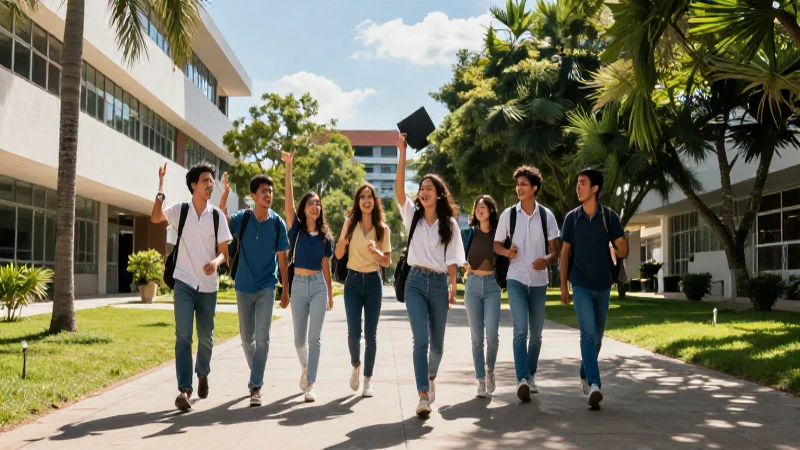 Estudiantes mexicanos celebran su éxito en el campus