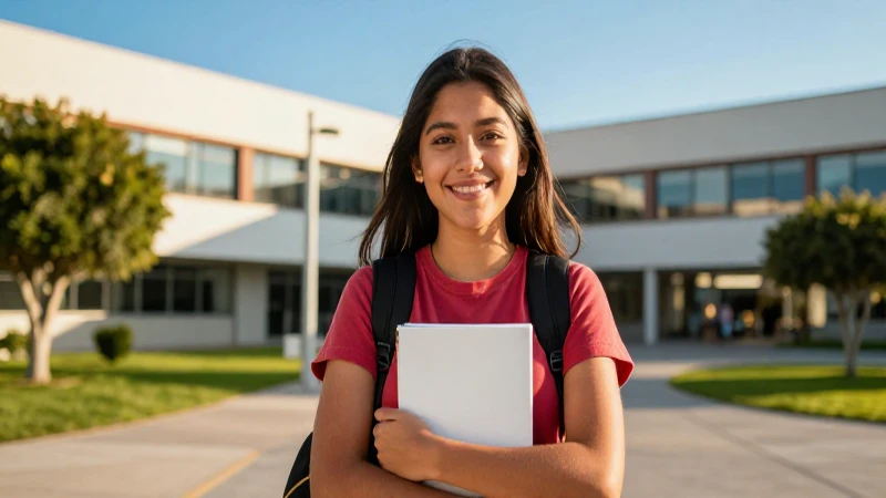 Joven mexicano exitoso en campus moderno