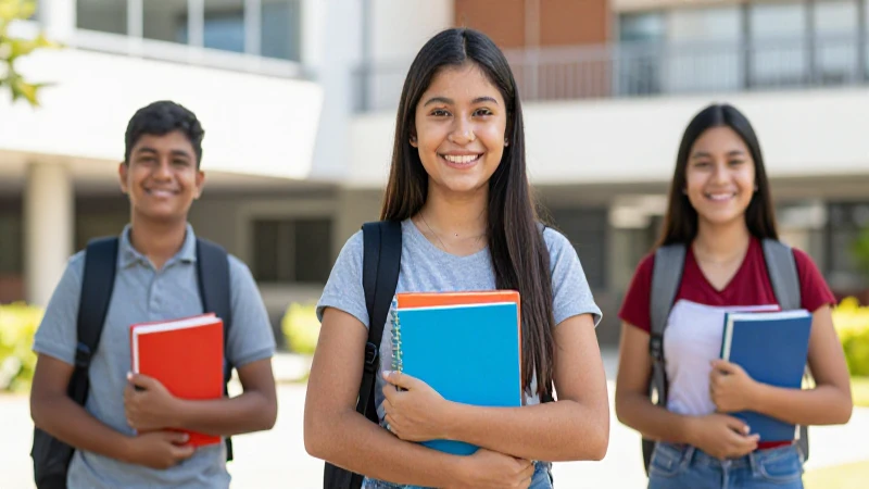 Estudiante mexicano exitoso en campus moderno