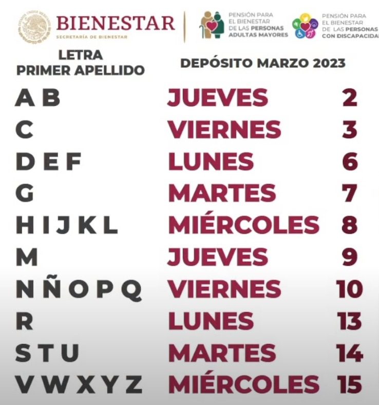 Fecha de pago de bienestar para adultos mayores en marzo