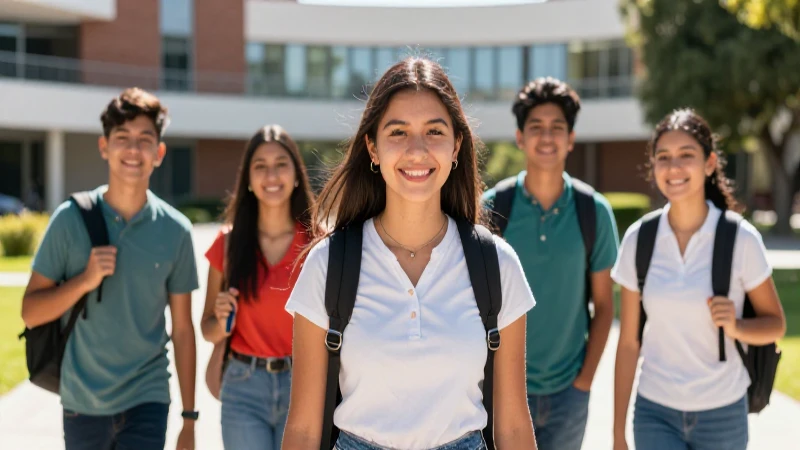 Retrato vibrante de estudiantes mexicanos en campus moderno