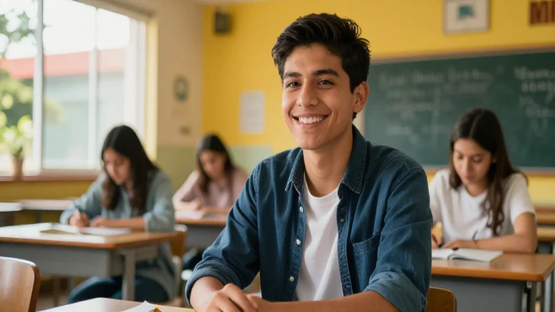 Foto profesional de estudiante mexicano motivado