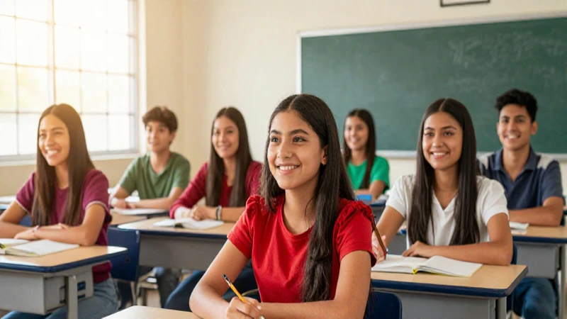 Estudiantes mexicanos felices en clase iluminada