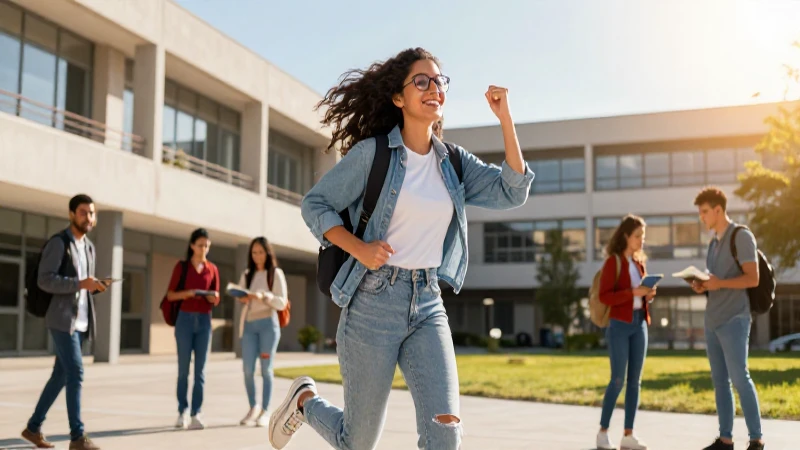 Estudiante mexicano de éxito en campus vibrante
