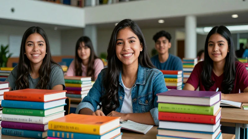 Estudiantes mexicanos sonriendo en campus moderno