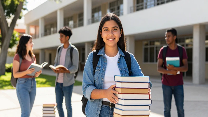 Estudiante mexicano diverso y esperanzado en campus soleado