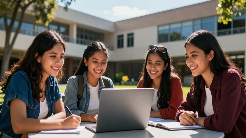 Estudiantes mexicanos universitarios son el centro del campus moderno