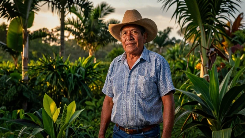 Retrato vibrante de agricultor mexicano