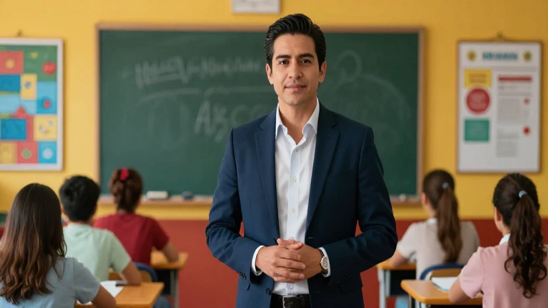 Retrato vibrante de maestra mexicana profesional