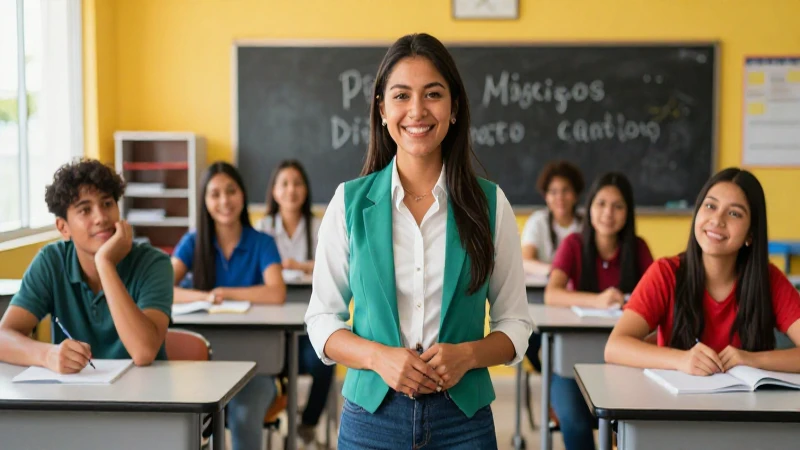 Profesor sustituto en clase vibrante y moderna