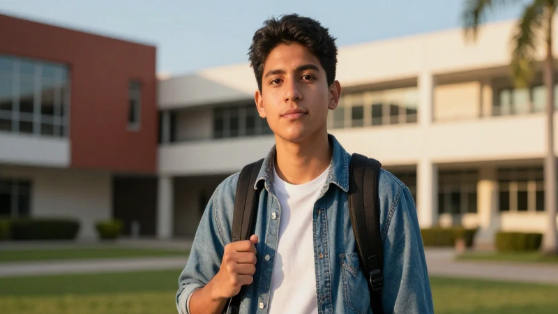 Estudiante mexicano exitoso en campus dorado