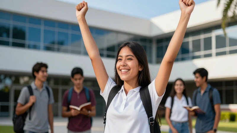 Estudiante mexicano triunfa en éxito universitario vibrante