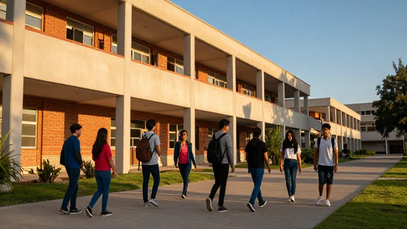 Estudiantes universitarios en campus moderno y luminoso
