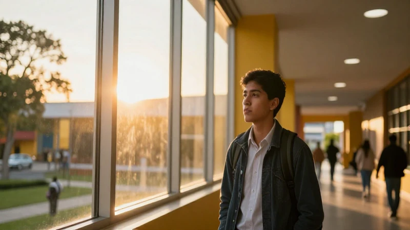 Estudiante mexicano moderno en campus vibrante
