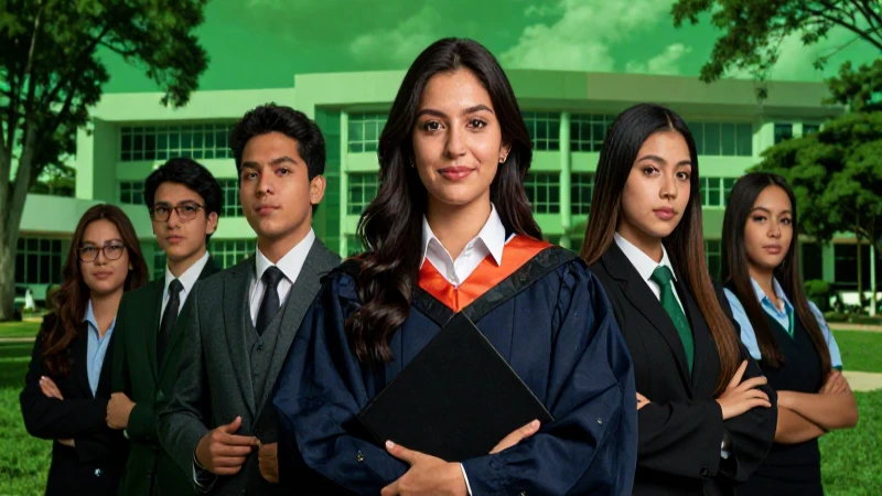 Estudiantes mexicanos en campus vibrante y moderno
