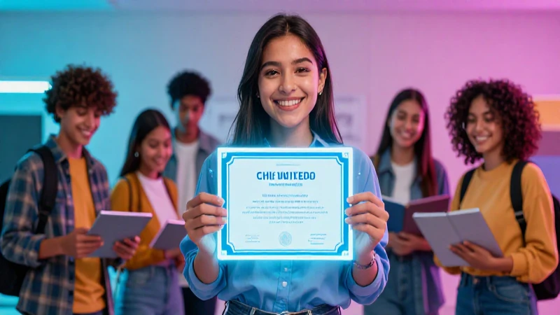 Estudiante mexicana feliz con certificado universitario